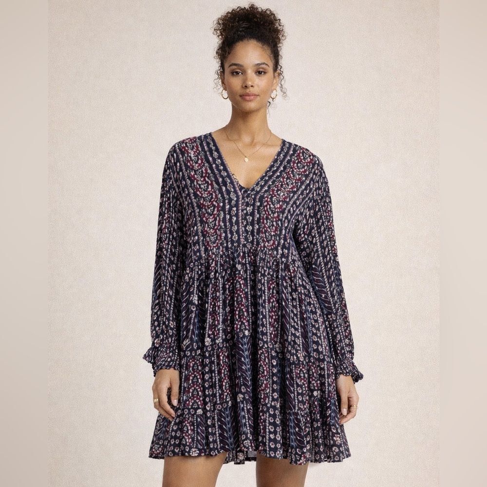 Zara Multicolor Boho Patterned A-Line Oversized Dress Size Medium